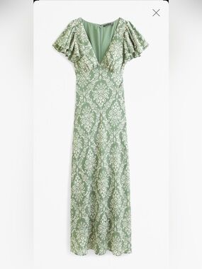 NWT Abercrombie Ruffle Sleeve Slip Maxi Dress